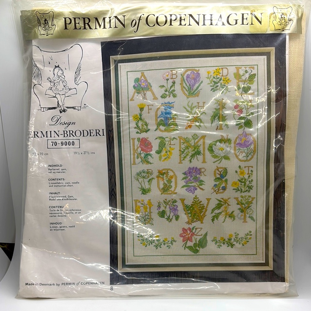 Permit of Copenhagen Floral Alphabet Sampler Cross stitch Kit complete